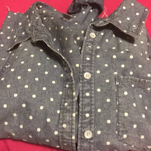 Denim shirt with white polka dots - Picture 5 of 5